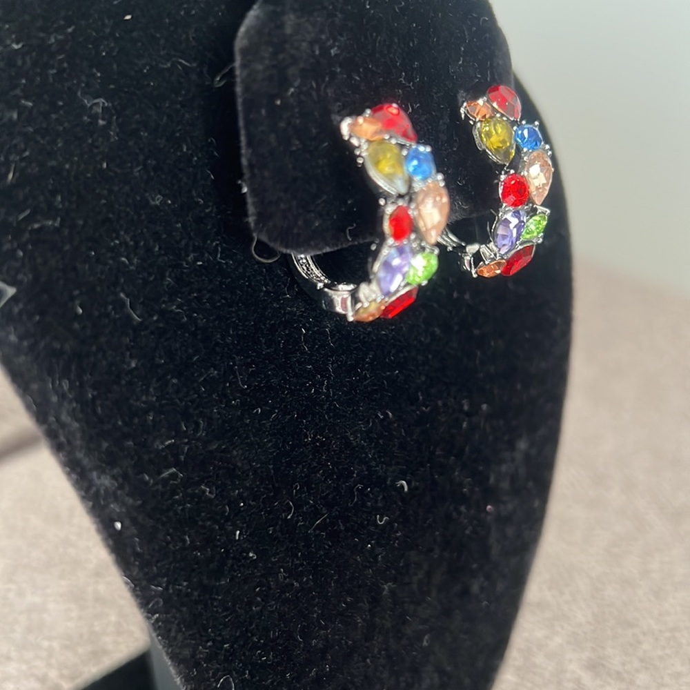Multi colored stone hoops - Picture 3 of 4
